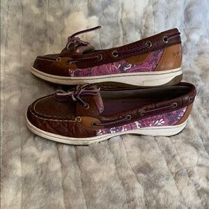 Sperry Brown and Purple Loafers with Moccasin Stitching 🔻